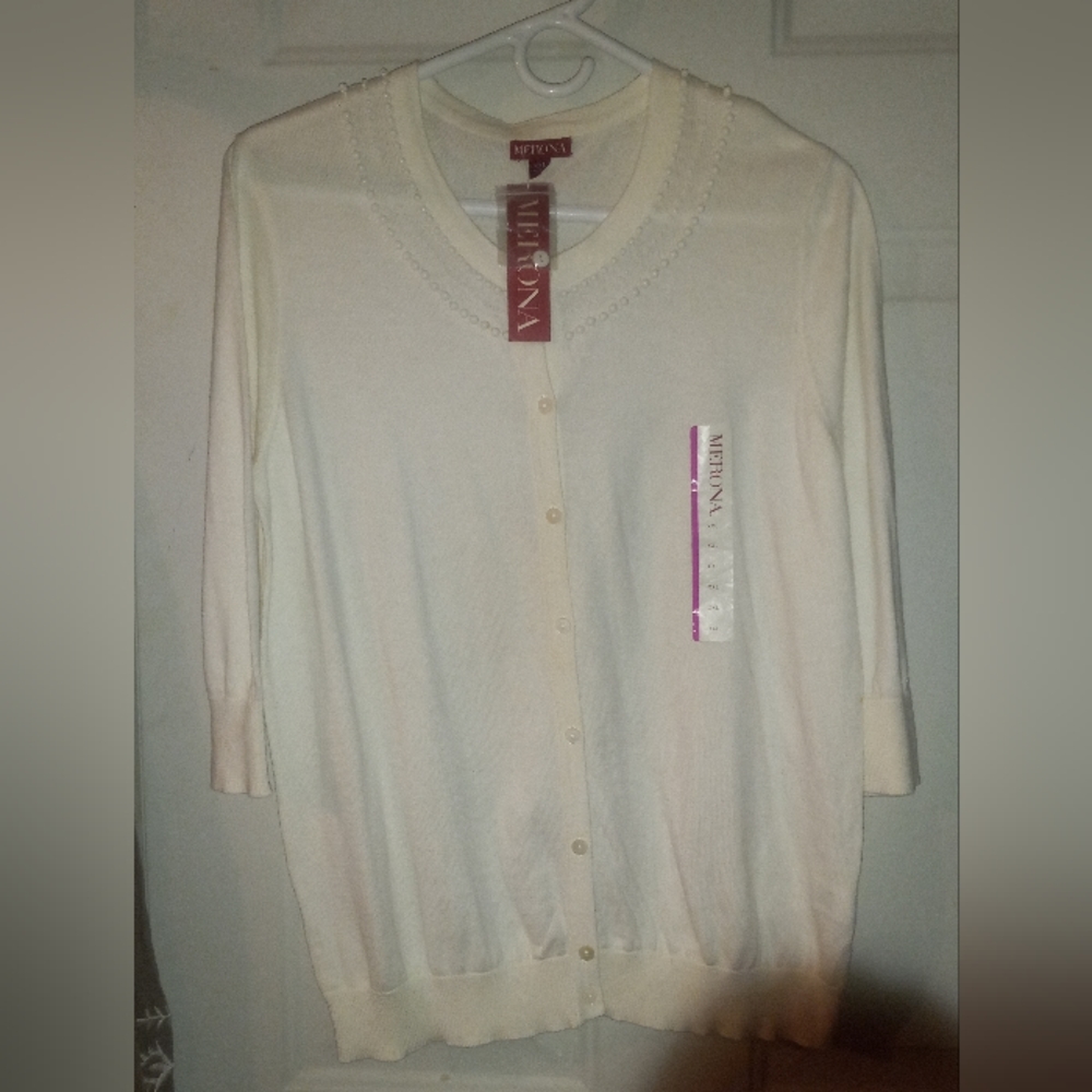 Merona 3/4 sleeve cardigan white Size xxl
